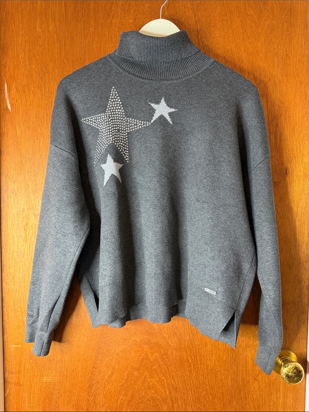 DKNY Gray Star-Accent Turtleneck Sweater